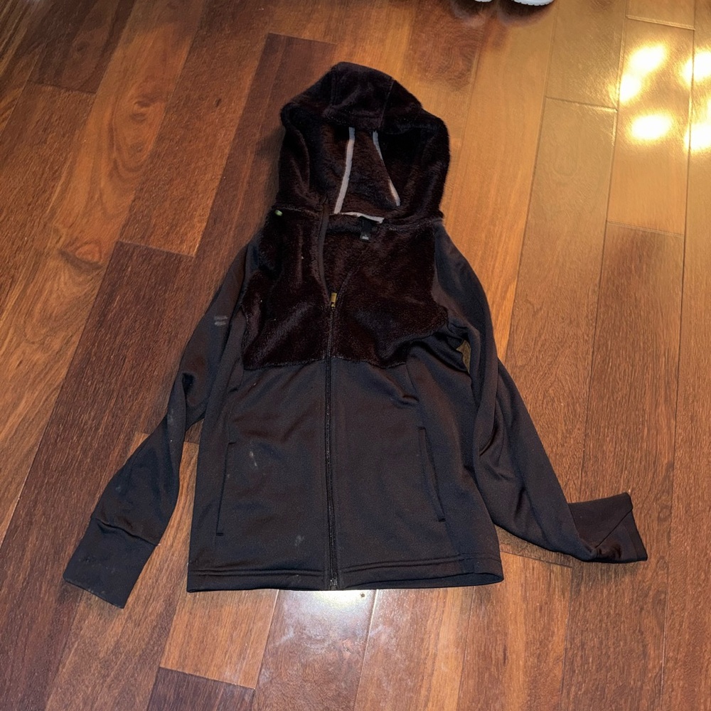 all in motion Black Hooded Jacket with Faux Fur Panel size L guc